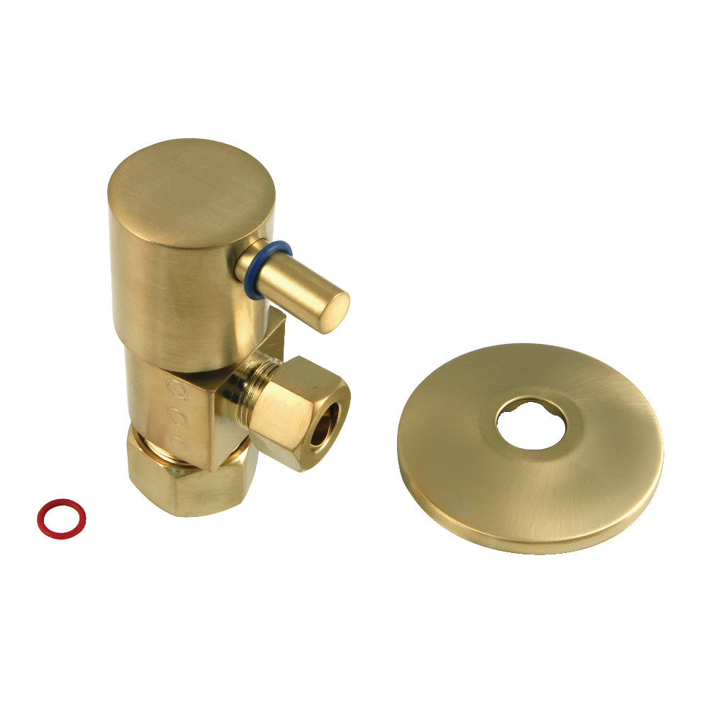 Kingston Brass CD53307DLK 5/8"O.D x 3/8" O.D Anti-Seize Deluxe Quarter Turn Ceramic Hardisc Cartridge Angle Stop with Flange, Brushed Brass - BNGBath