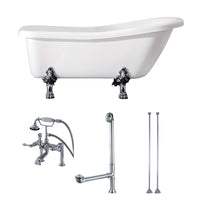 Thumbnail for Aqua Eden KTDE692823C1 67-Inch Acrylic Single Slipper Clawfoot Tub Combo with Faucet and Supply Lines, White/Polished Chrome - BNGBath