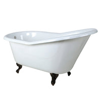 Thumbnail for Aqua Eden VCTND6030NT5 60-Inch Cast Iron Single Slipper Clawfoot Tub (No Faucet Drillings), White/Oil Rubbed Bronze - BNGBath