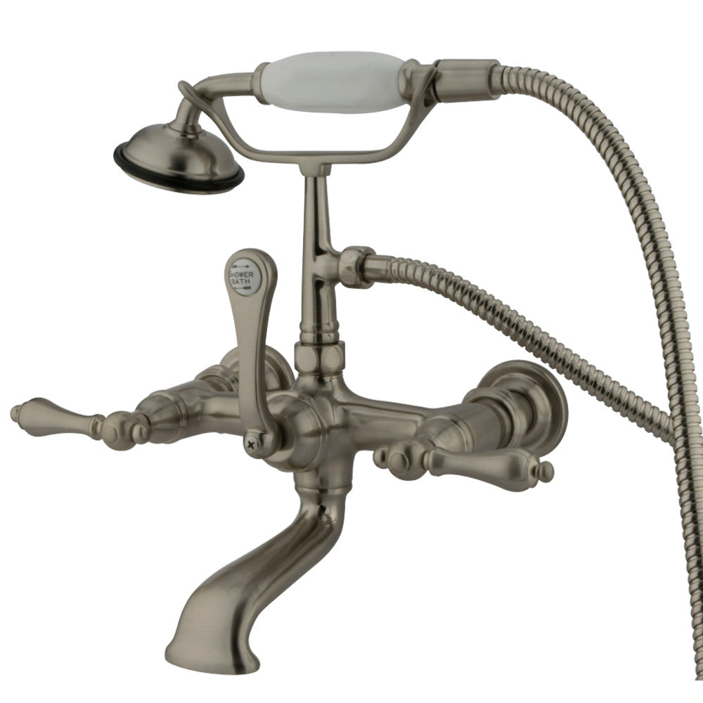 Kingston Brass CC551T8 Vintage 7-Inch Wall Mount Tub Faucet with Hand Shower, Brushed Nickel - BNGBath