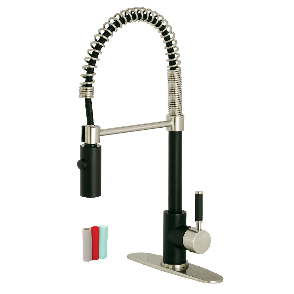 Gourmetier LS8779DKL Kaiser Single-Handle Pre-Rinse Kitchen Faucet, Matte Black/Brushed Nickel - BNGBath