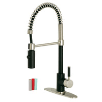 Thumbnail for Gourmetier LS8779DKL Kaiser Single-Handle Pre-Rinse Kitchen Faucet, Matte Black/Brushed Nickel - BNGBath