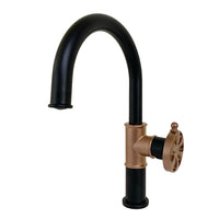 Thumbnail for Kingston Brass KS2237RX Eagan Single-Handle Bathroom Faucet with Push Pop-Up, Matte Black/Rose Gold - BNGBath