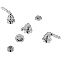 Thumbnail for Kingston Brass KB321 Magellan Bidet Faucet with Lever Handles & Brass Pop-Up, Polished Chrome - BNGBath