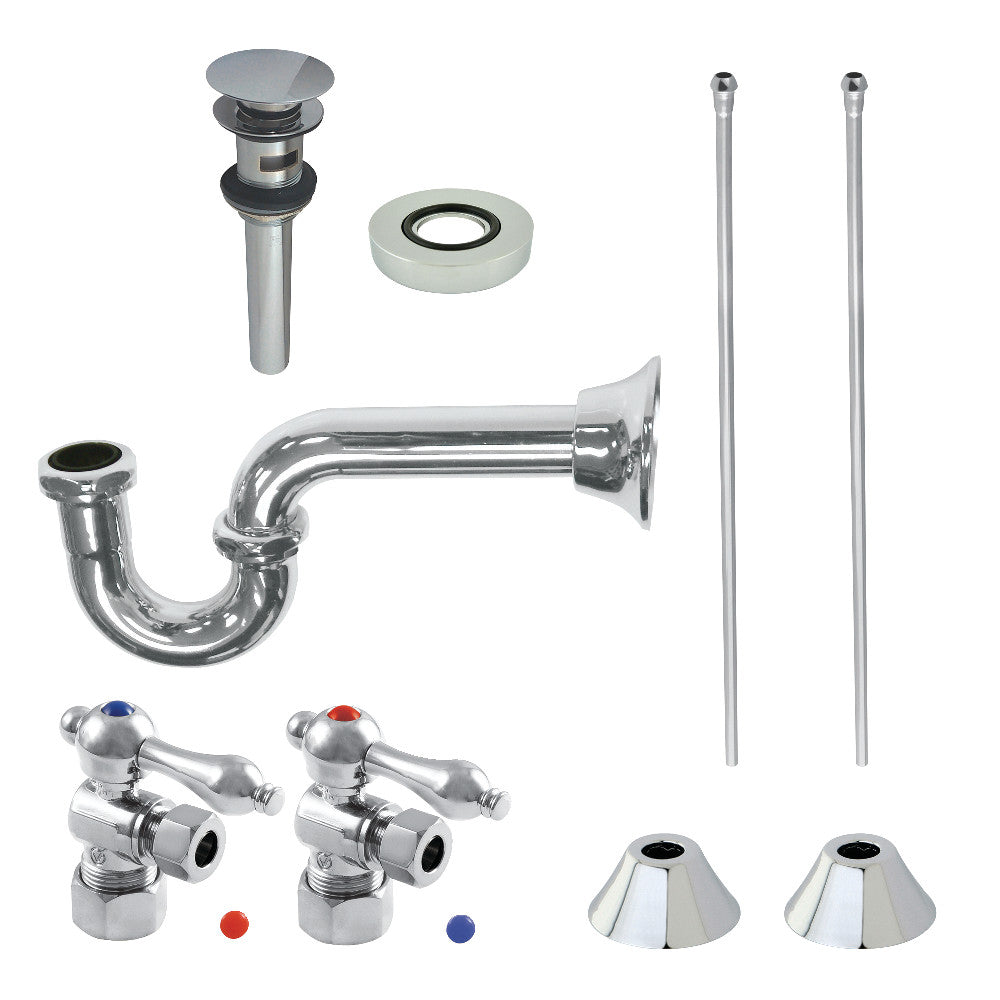 Kingston Brass CC53301VOKB30 Traditional Plumbing Sink Trim Kit with P-Trap and Overflow Drain, Polished Chrome - BNGBath