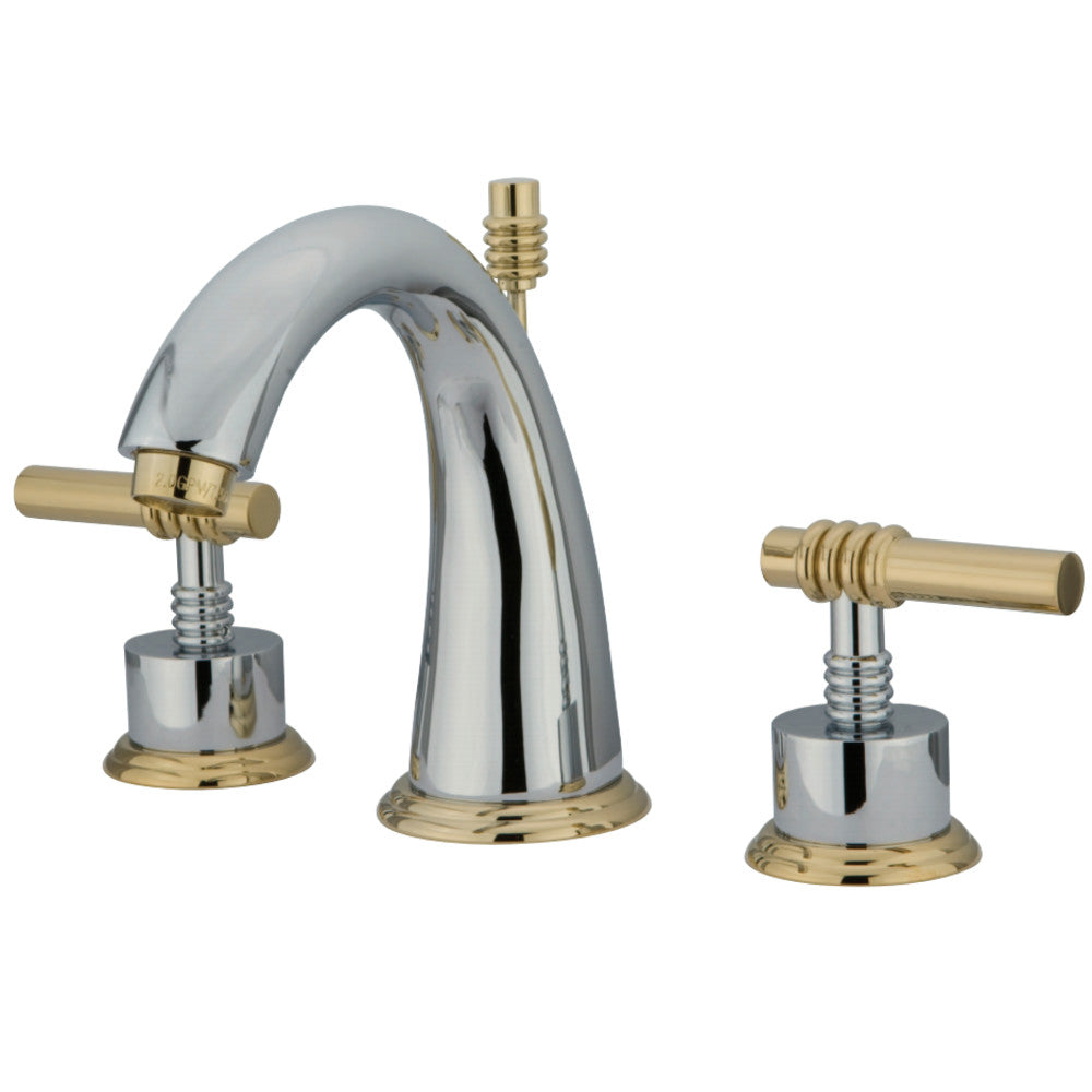 Kingston Brass KS2964ML 8 in. Widespread Bathroom Faucet, Polished Chrome/Polished Brass - BNGBath