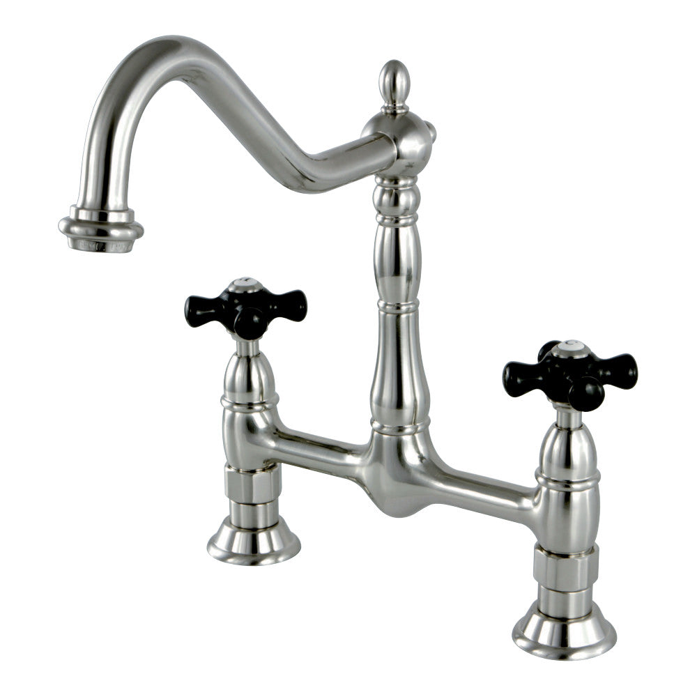 Kingston Brass KS1178PKX Duchess Bridge Kitchen Faucet, Brushed Nickel - BNGBath