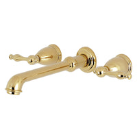 Thumbnail for Kingston Brass KS7022NL Naples 2-Handle Wall Mount Roman Tub Faucet, Polished Brass - BNGBath