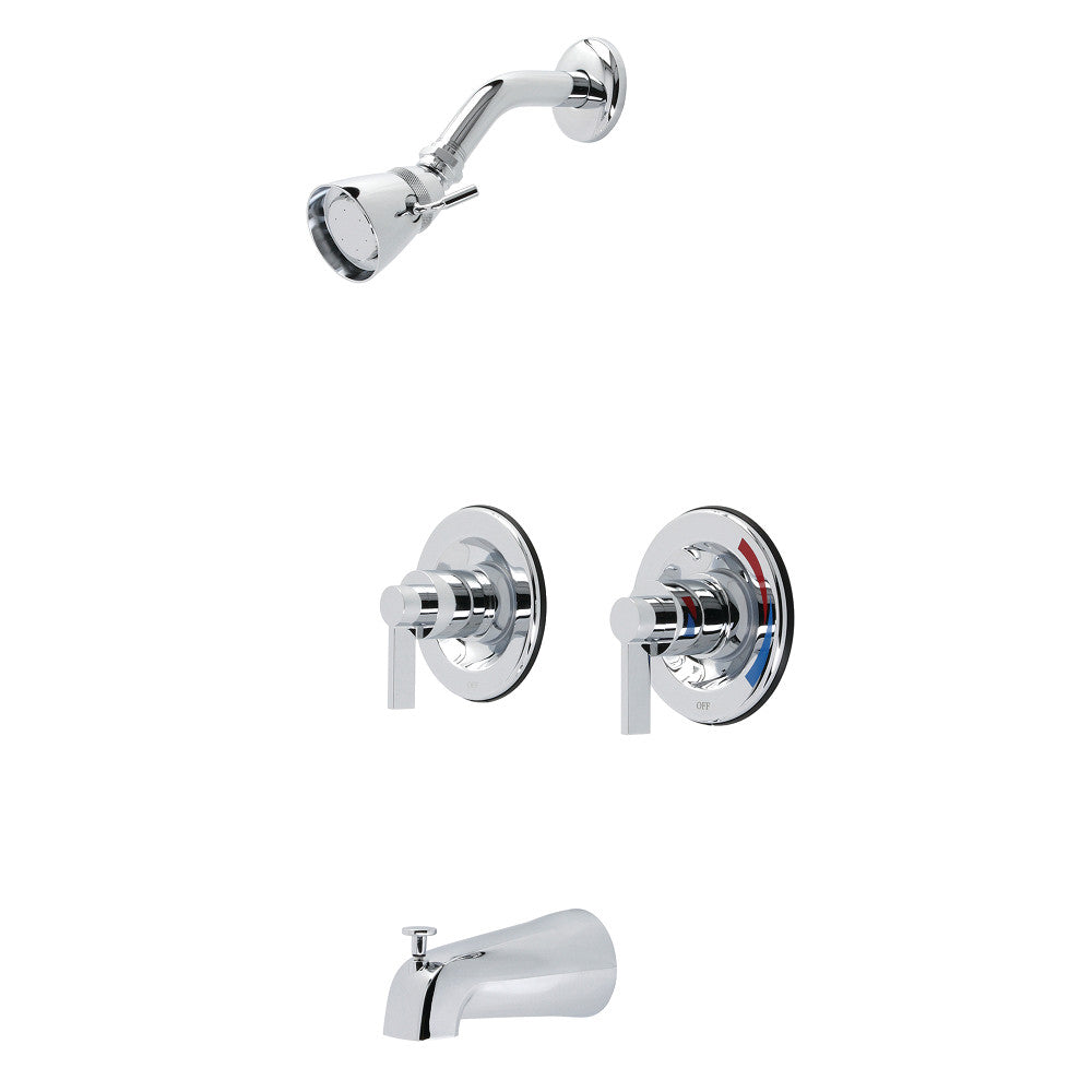 Kingston Brass KB661NDL NuvoFusion Two-Handle Tub and Shower Faucet with Volume Control, Polished Chrome - BNGBath