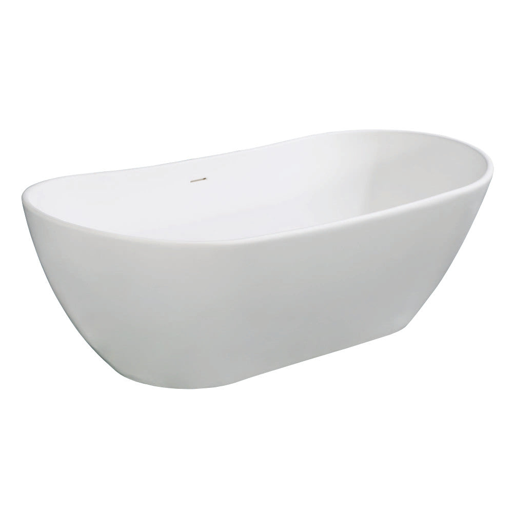 Aqua Eden VRTRS723223 Arcticstone 72-Inch Solid Surface White Stone Freestanding Tub with Drain, Matte White - BNGBath