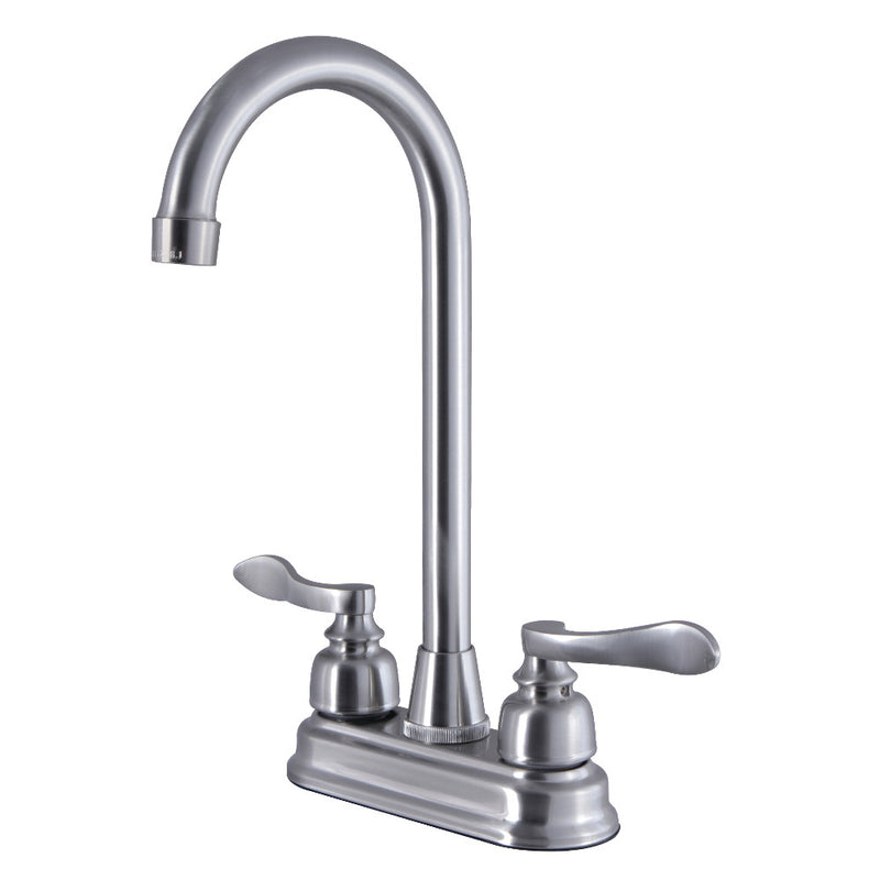 Kingston Brass FB498NFL 4-Inch Centerset High-Arch Bar Faucet, Brushed Nickel - BNGBath