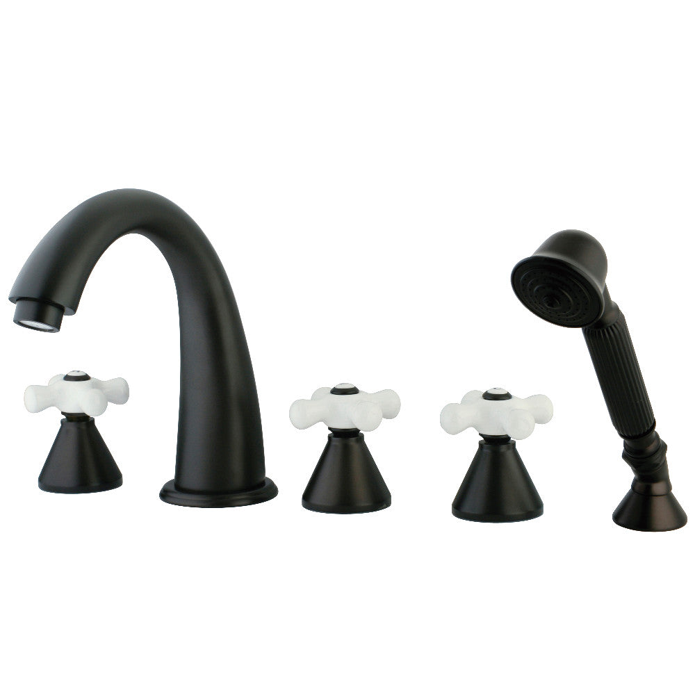 Kingston Brass KS23655PX 5-Piece Roman Tub Faucet with Hand Shower, Oil Rubbed Bronze - BNGBath