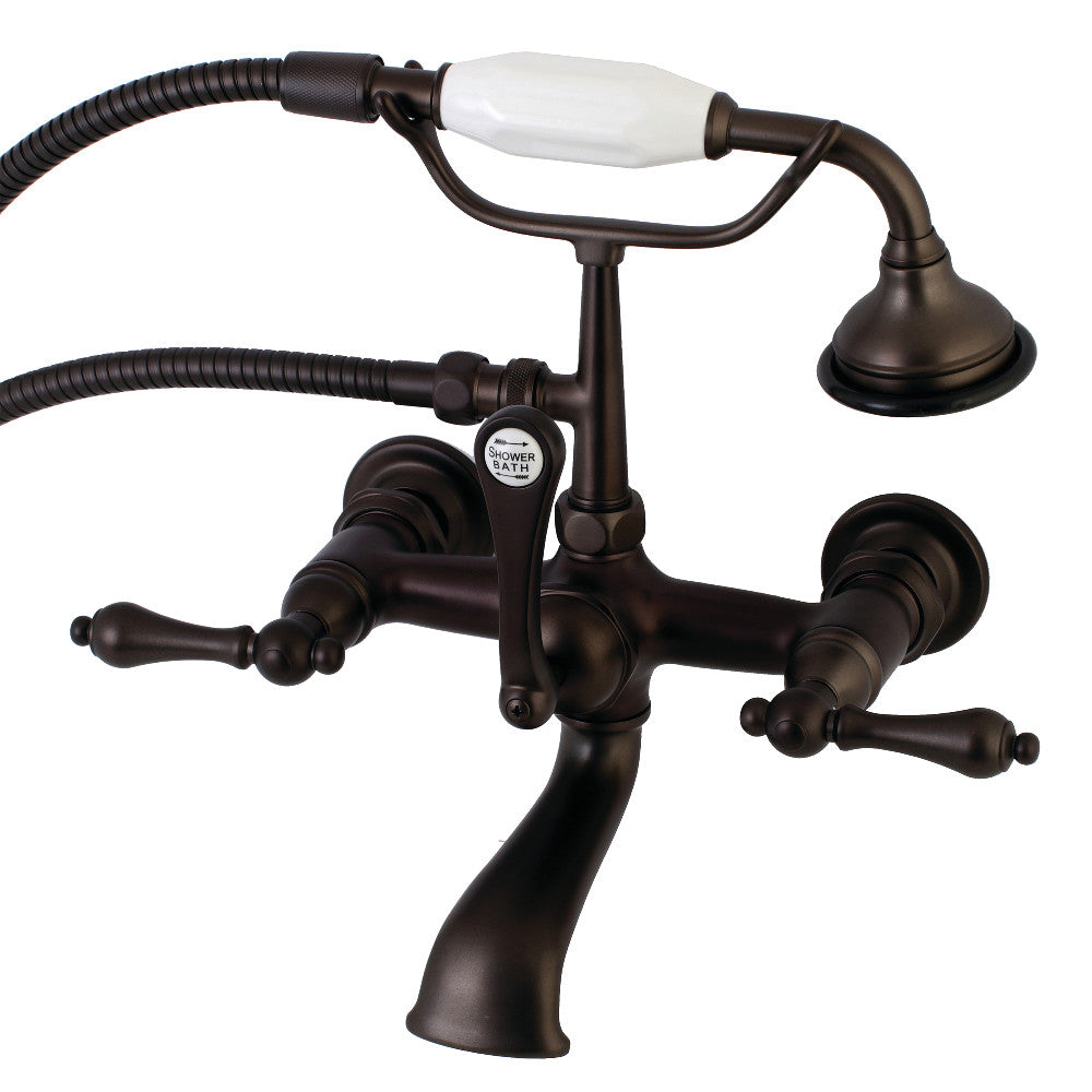 Kingston Brass AE551T5 Aqua Vintage 7-Inch Wall Mount Tub Faucet with Hand Shower, Oil Rubbed Bronze - BNGBath
