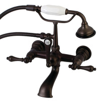 Thumbnail for Kingston Brass AE551T5 Aqua Vintage 7-Inch Wall Mount Tub Faucet with Hand Shower, Oil Rubbed Bronze - BNGBath
