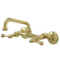 Thumbnail for Kingston Brass KS313PB Kingston Two Handle Wall Mount Kitchen Faucet, Polished Brass - BNGBath