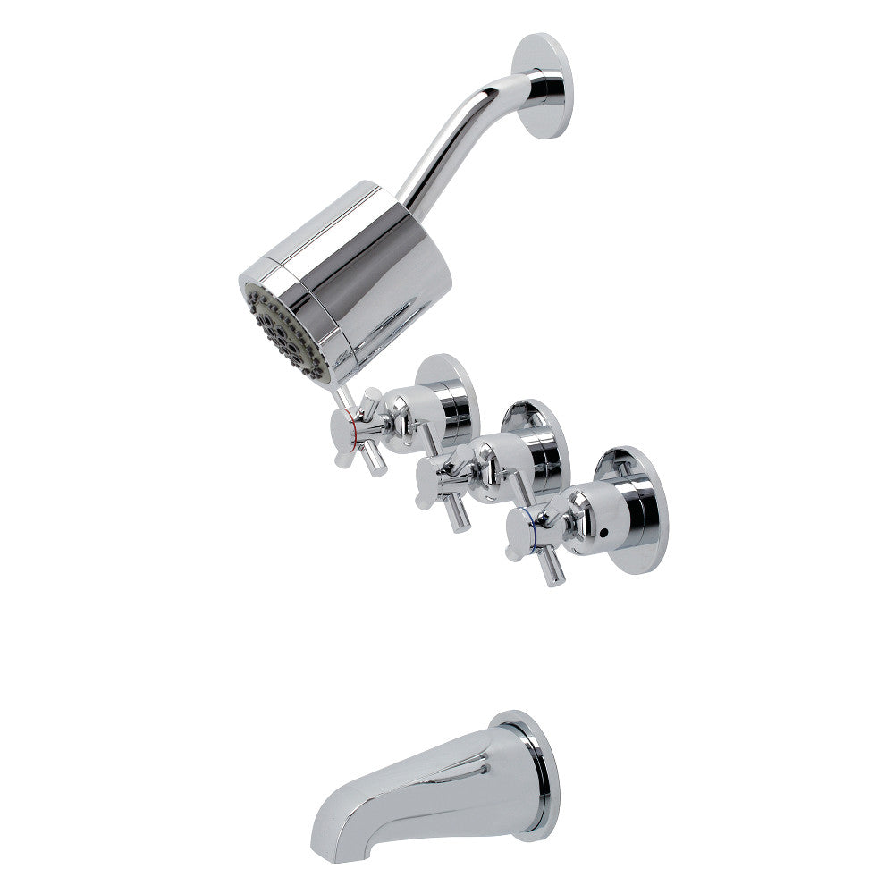 Kingston Brass KBX8131DX Concord Three-Handle Tub and Shower Faucet, Polished Chrome - BNGBath