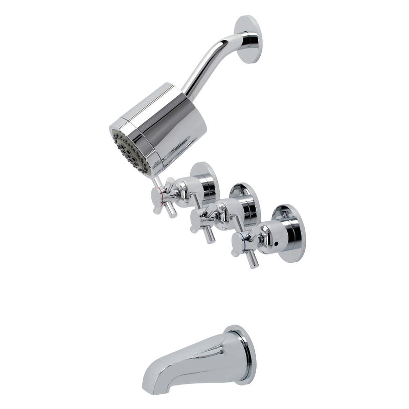 Kingston Brass KBX8131DX Concord Three-Handle Tub and Shower Faucet, Polished Chrome - BNGBath