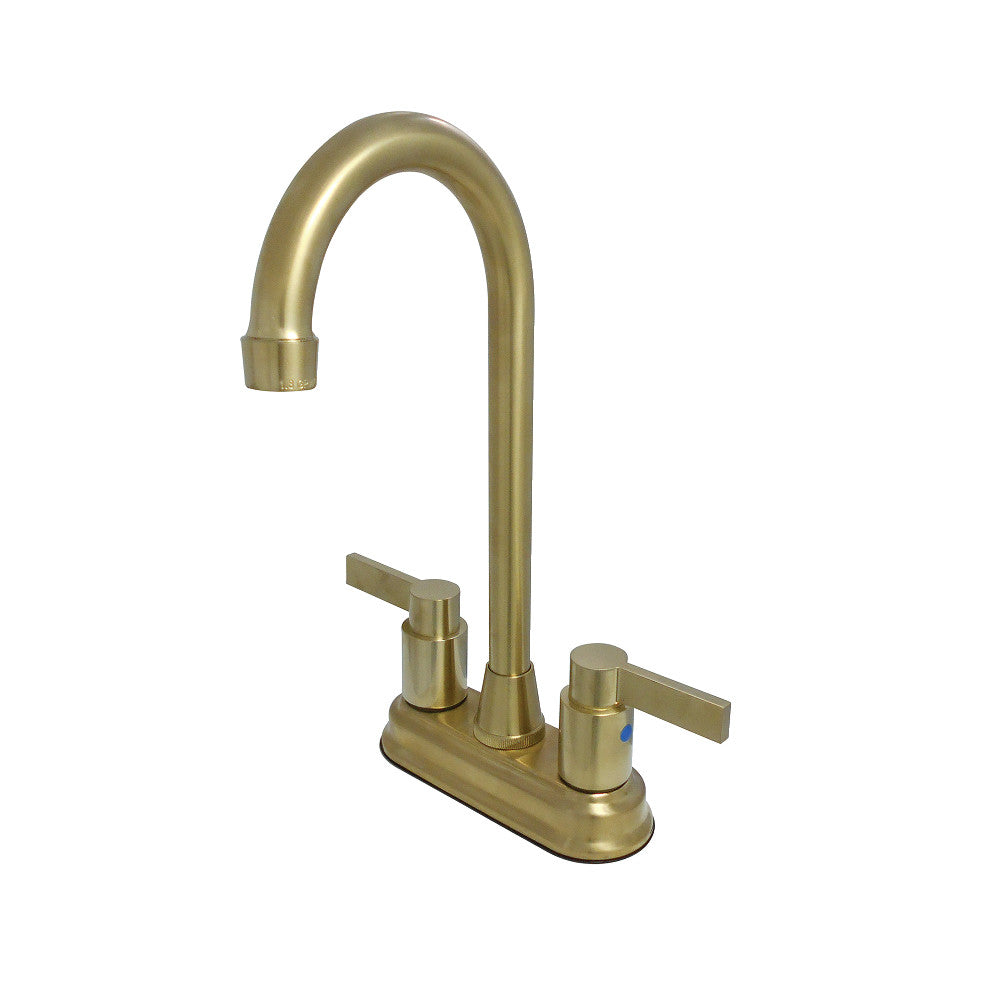 Kingston Brass KB8497NDL NuvoFusion 4" Centerset Bar Faucet, Brushed Brass - BNGBath