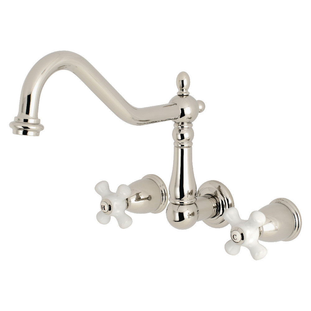 Kingston Brass KS1026PX Heritage Wall Mount Tub Faucet, Polished Nickel - BNGBath