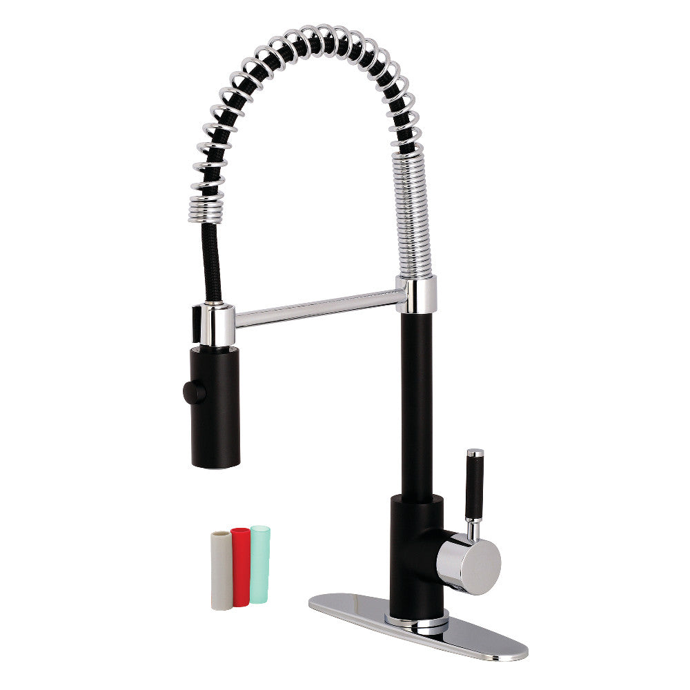 Gourmetier LS8777DKL Kaiser Single-Handle Pre-Rinse Kitchen Faucet, Matte Black/Polished Chrome - BNGBath
