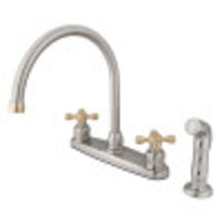 Thumbnail for Kingston Brass KB729AXSP Vintage 8-Inch Centerset Kitchen Faucet, Brushed Nickel/Polished Brass - BNGBath