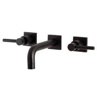 Thumbnail for Kingston Brass KS6125DL Concord Two-Handle Wall Mount Bathroom Faucet, Oil Rubbed Bronze - BNGBath