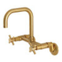 Thumbnail for Kingston Brass Concord 8-Inch Adjustable Center Wall Mount Kitchen Faucet, Brushed Brass - BNGBath