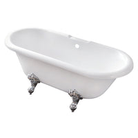 Thumbnail for Aqua Eden VTDS672924H1 67-Inch Acrylic Double Ended Clawfoot Tub (No Faucet Drillings), White/Polished Chrome - BNGBath