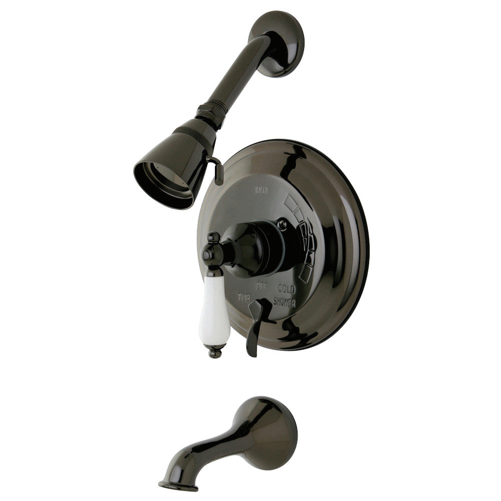 Kingston Brass NB36300PL Water Onyx Pressure Balanced Tub & Shower Faucet, Black Stainless Steel - BNGBath
