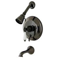 Thumbnail for Kingston Brass NB36300PL Water Onyx Pressure Balanced Tub & Shower Faucet, Black Stainless Steel - BNGBath