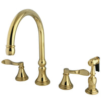 Thumbnail for Kingston Brass KS2792DFLBS Widespread Kitchen Faucet, Polished Brass - BNGBath
