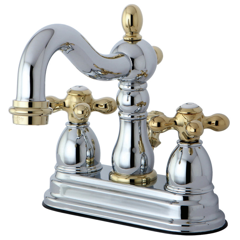 Kingston Brass KB1604AX Heritage 4 in. Centerset Bathroom Faucet, Polished Chrome/Polished Brass - BNGBath