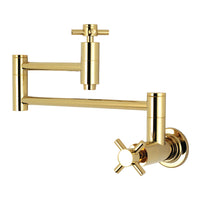 Thumbnail for Kingston Brass KS8102DX Concord Wall Mount Pot Filler Kitchen Faucet, Polished Brass - BNGBath