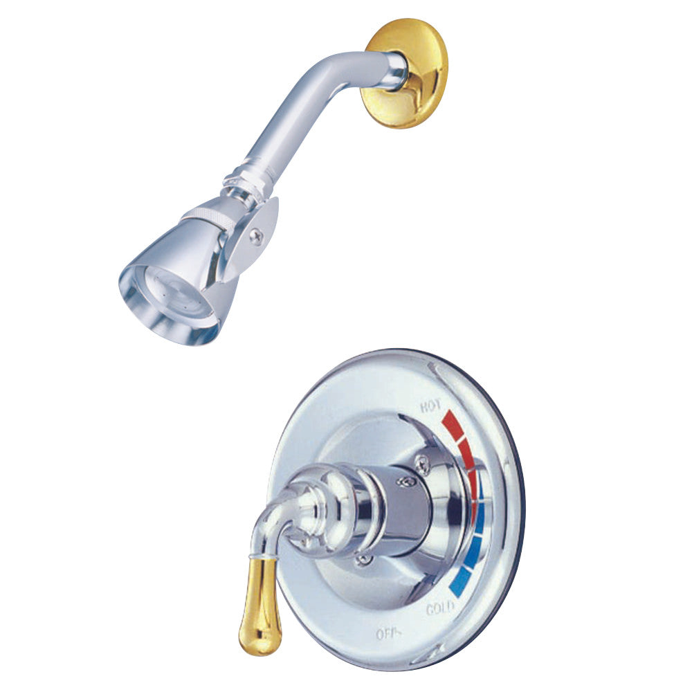 Kingston Brass GKB634SO Water Saving Magellan Shower Combination with 1.5GPM Water Savings Showerhead, Polished Chrome with Polished Brass - BNGBath