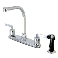 Thumbnail for Kingston Brass FB751EFL Centurion 8-Inch Centerset Kitchen Faucet with Sprayer, Polished Chrome - BNGBath