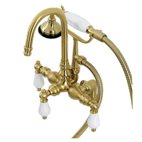 Thumbnail for Aqua Vintage AE15T7 Vintage Clawfoot Tub Faucet with Hand Shower, Brushed Brass - BNGBath