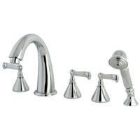 Thumbnail for Kingston Brass KS23615FL Roman Tub Faucet with Hand Shower, Polished Chrome - BNGBath