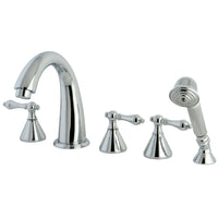 Thumbnail for Kingston Brass KS23615AL Roman Tub Faucet 5 Pieces with Hand Shower, Polished Chrome - BNGBath