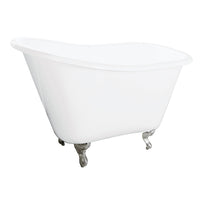 Thumbnail for Aqua Eden VCTND5130NT8 51-Inch Cast Iron Slipper Clawfoot Tub without Faucet Drillings, White/Brushed Nickel - BNGBath