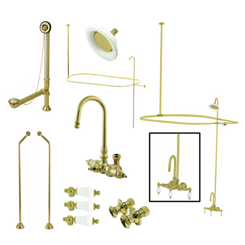 Kingston Brass CCK4185PL Vintage Gooseneck Clawfoot Tub Faucet Package - BNGBath