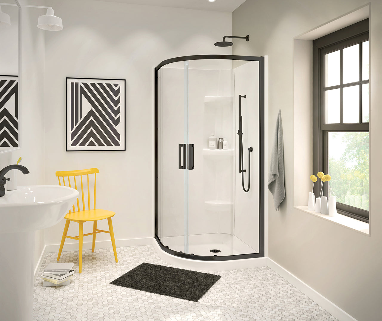 Radia Neo-round Sliding Shower Door 32 x 32 x 71 ½ in. 6 mm Corner Shower door - BNGBath