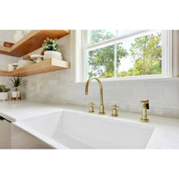 Thumbnail for Kingston Brass KS8721DXBS Concord 8-Inch Widespread Kitchen Faucet with Brass Sprayer, Polished Chrome - BNGBath