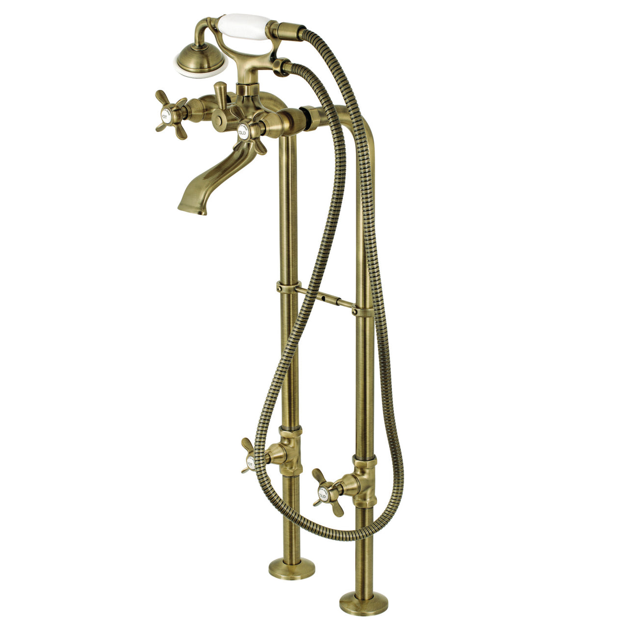 Kingston Brass CCK285K8 Kingston Freestanding Tub Faucet with Supply Line and Stop Valve, - BNGBath