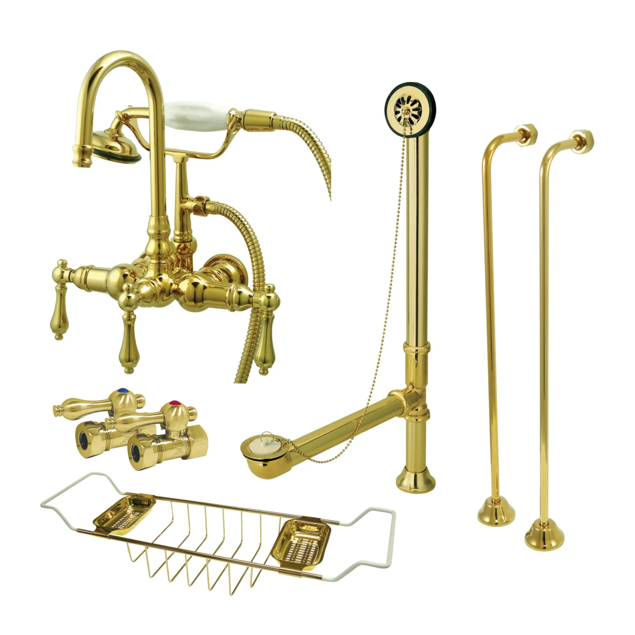 Kingston Brass Vintage Wall Mount Clawfoot Tub Faucet Package with Supply Line - BNGBath