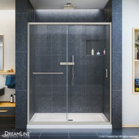 Thumbnail for DreamLine Infinity-Z 56-60 in. W x 72 in. H Semi-Frameless Sliding Shower Door, Frosted Glass - BNGBath