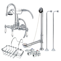 Thumbnail for Kingston Brass CCK10T1SS-SB Vintage Wall Mount Clawfoot Tub Faucet Package with Supply Line, - BNGBath