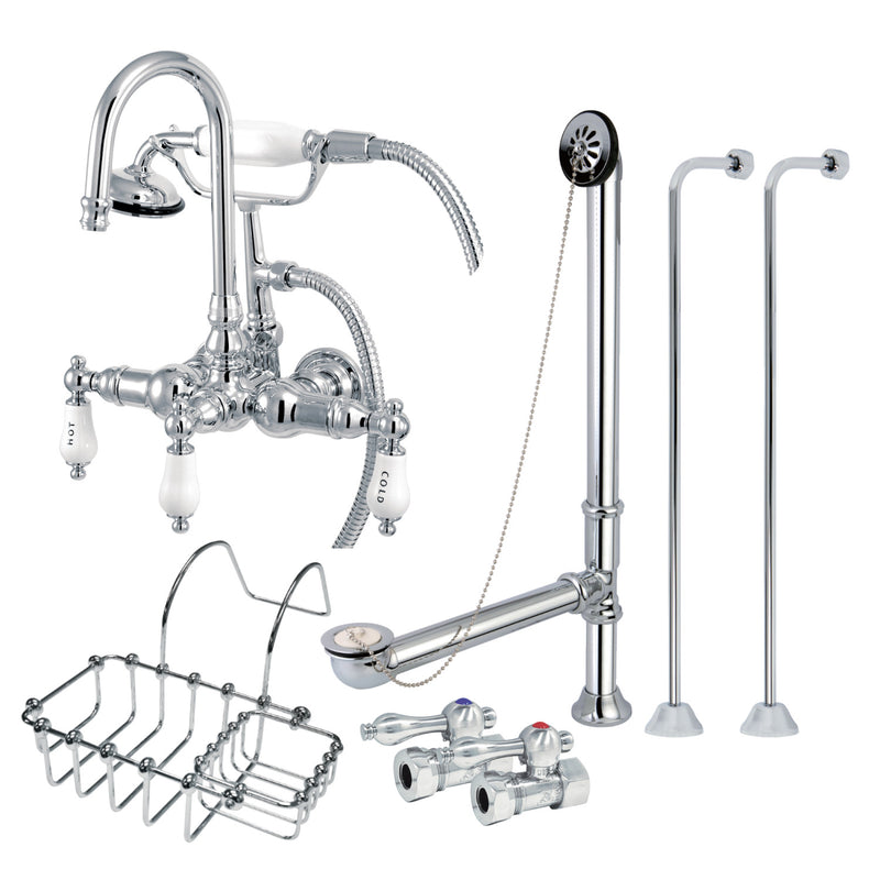 Kingston Brass CCK10T1SS-SB Vintage Wall Mount Clawfoot Tub Faucet Package with Supply Line, - BNGBath
