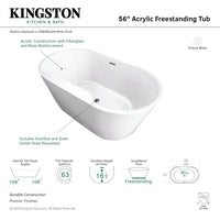 Thumbnail for Aqua Eden VTDE563224 56-Inch Acrylic Freestanding Tub with Drain - BNGBath