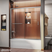 Thumbnail for DreamLine Infinity-Z 56-60 in. W x 58 in. H Semi-Frameless Sliding Tub Door, Clear Glass - BNGBath
