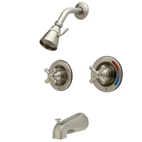 Thumbnail for Kingston Brass KB668AX Vintage Twin Handles Tub Shower Faucet Pressure Balanced With Volume Control, Brushed Nickel - BNGBath